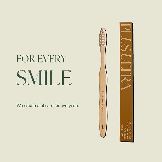 image:imageBiodegradable and EcoFriendly Bamboo Toothbrush 12Pack BPA Free Soft Bristle DentistApproved and AllNatural with Hello Handsome Etched on Handles by Plus UltraLogo