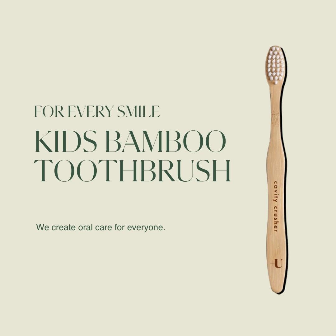 image:imageKids Biodegradable and EcoFriendly Bamboo Toothbrush 12Pack BPA Free Soft Bristle DentistApproved and AllNatural with Cavity Crusher Etched on Handles by Plus UltraCavity Crusher