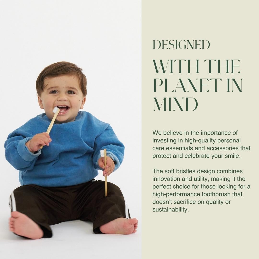 image:imageKids Biodegradable and EcoFriendly Bamboo Toothbrush 12Pack BPA Free Soft Bristle DentistApproved and AllNatural with Cavity Crusher Etched on Handles by Plus UltraBrush Smile Repeat