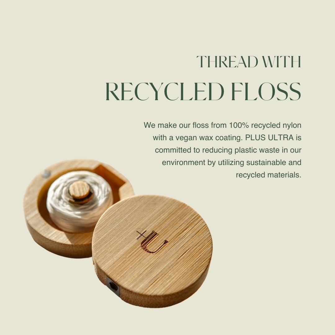 image:imagePLUS ULTRA Dental Floss with Reusable Bamboo Case Mint Flavored Recycled Nylon Floss with Vegan Wax Zero Plastic Refillable 32 Yards Pack of 1Coconut