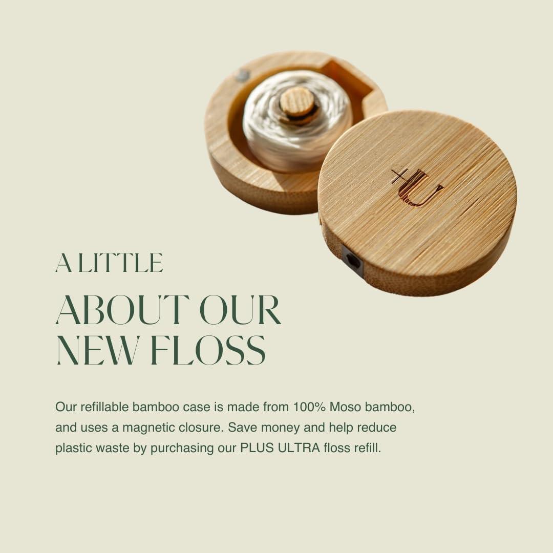 image:imagePLUS ULTRA Dental Floss with Reusable Bamboo Case Mint Flavored Recycled Nylon Floss with Vegan Wax Zero Plastic Refillable 32 Yards Pack of 1Coconut