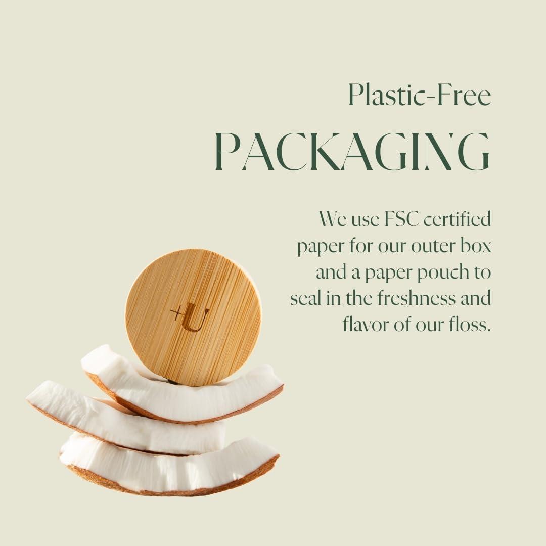 image:imagePLUS ULTRA Dental Floss with Reusable Bamboo Case Mint Flavored Recycled Nylon Floss with Vegan Wax Zero Plastic Refillable 32 Yards Pack of 1Coconut