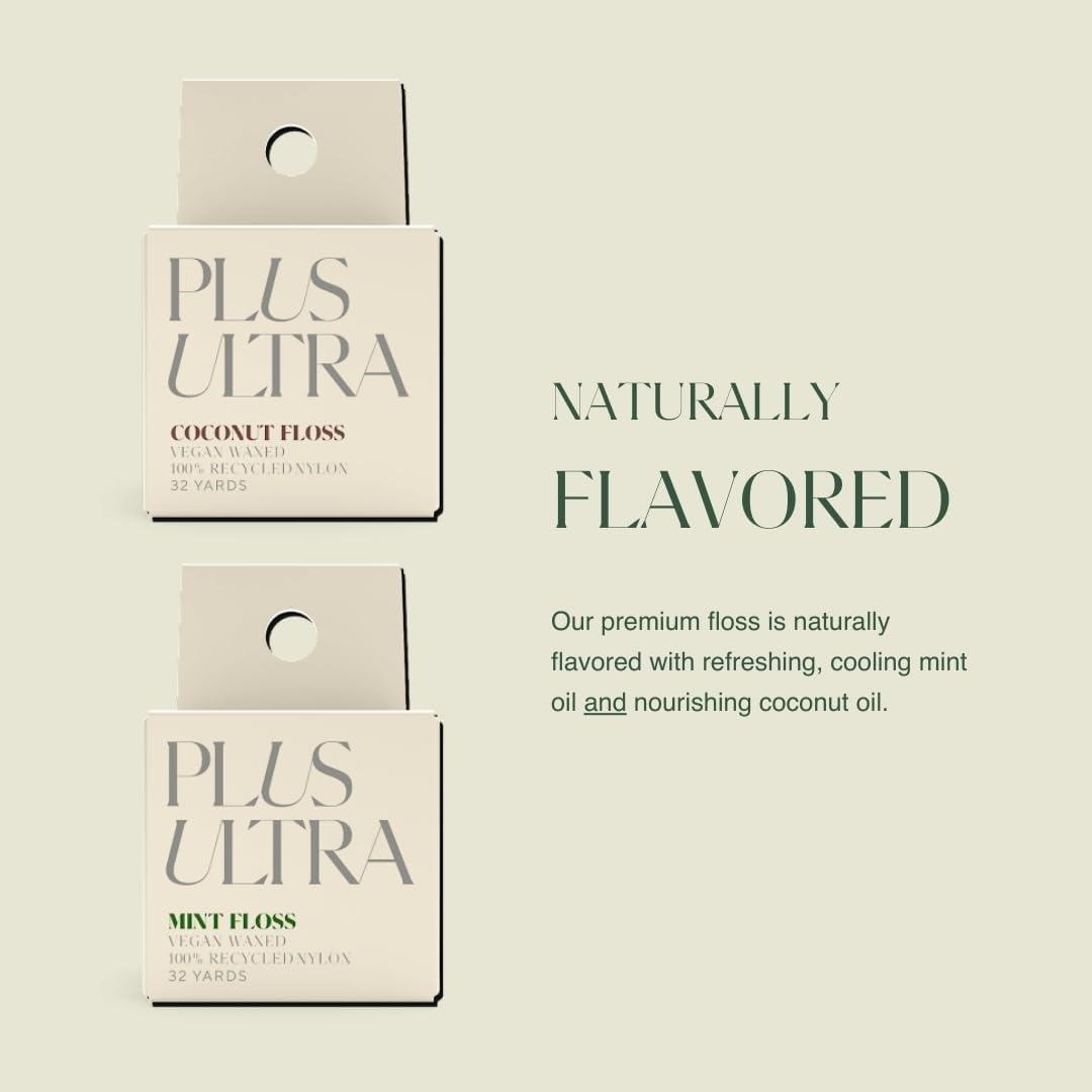 image:imagePLUS ULTRA Dental Floss with Reusable Bamboo Case Mint Flavored Recycled Nylon Floss with Vegan Wax Zero Plastic Refillable 32 Yards Pack of 1Coconut