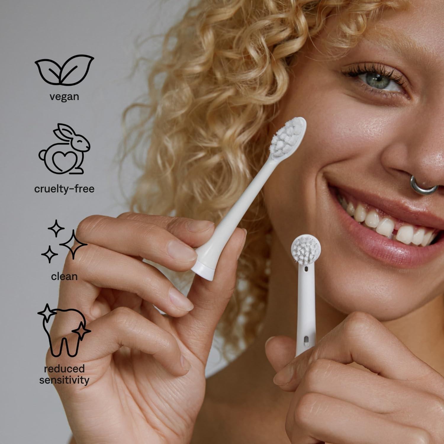 image:imagePLUS ULTRA Sonic Electric Toothbrush Replacement Heads 6 Pack Compatible ClickOn Brush Heads Soft Bristles for Sensitive Teeth Made with Recycled Plastic EcoFriendly1