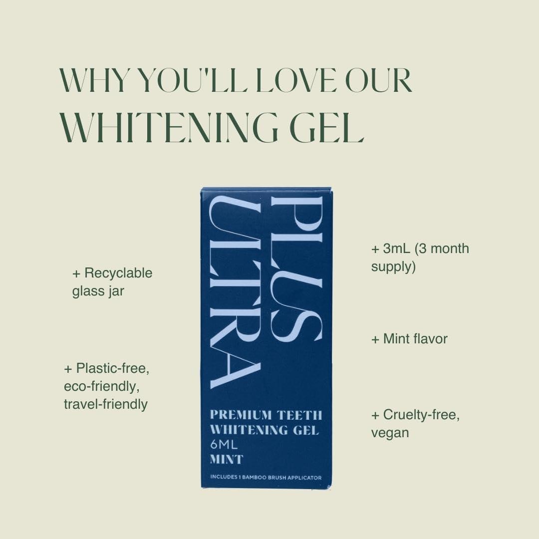 image:imagePlus Ultra Teeth Whitening Gel 35 Carbamide Peroxide Sensitive Teeth Whitening Mint Flavored and Protects Enamel Gentle DentistApproved and Sodium Hydroxide with Bamboo Brush Applicator