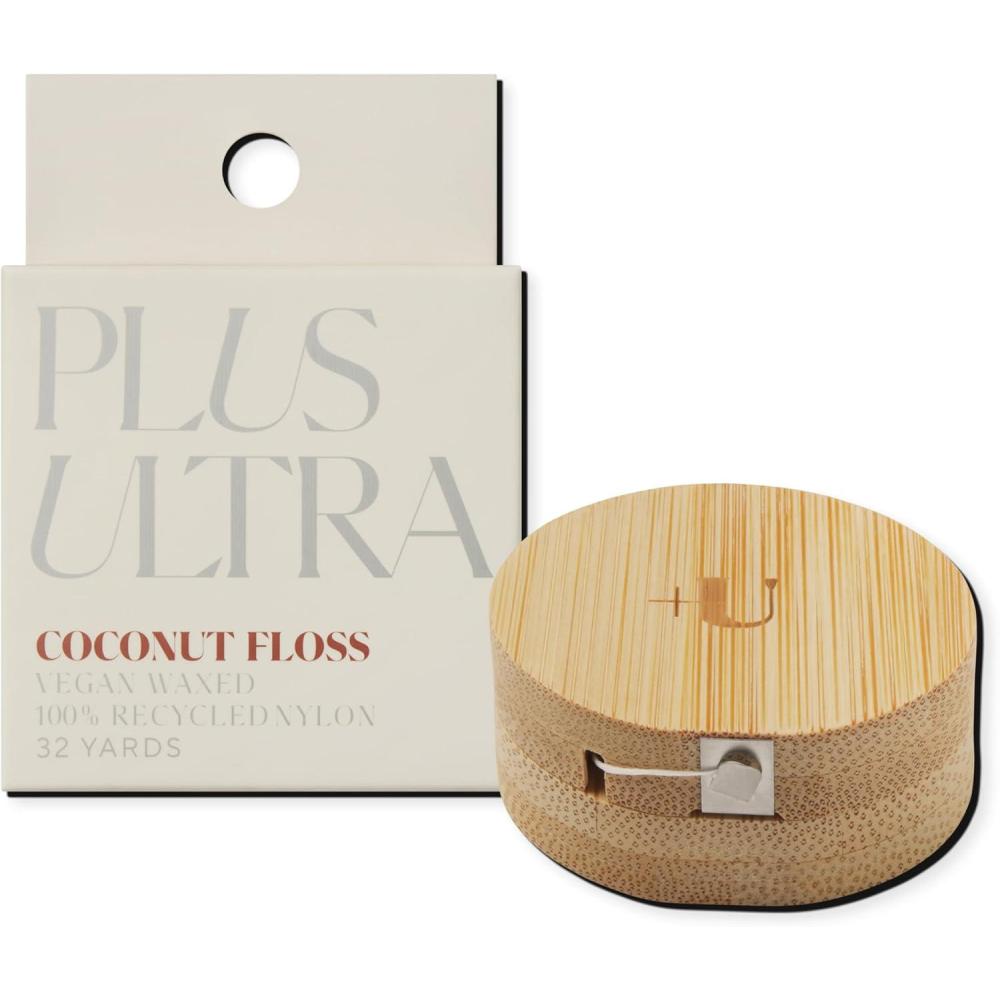 image:imagePLUS ULTRA Dental Floss with Reusable Bamboo Case  Mint Flavored Recycled Nylon Floss with Vegan Wax  Zero Plastic Refillable  32 Yards Pack of 1Coconut