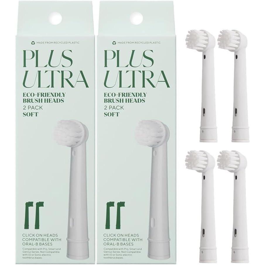 image:imagePLUS ULTRA OralB Compatible Electric Toothbrush Replacement Heads 3 Pack  Soft Bristles for Sensitive Teeth  Made with Recycled Plastic and EcoFriendly1 Count Pack of 4