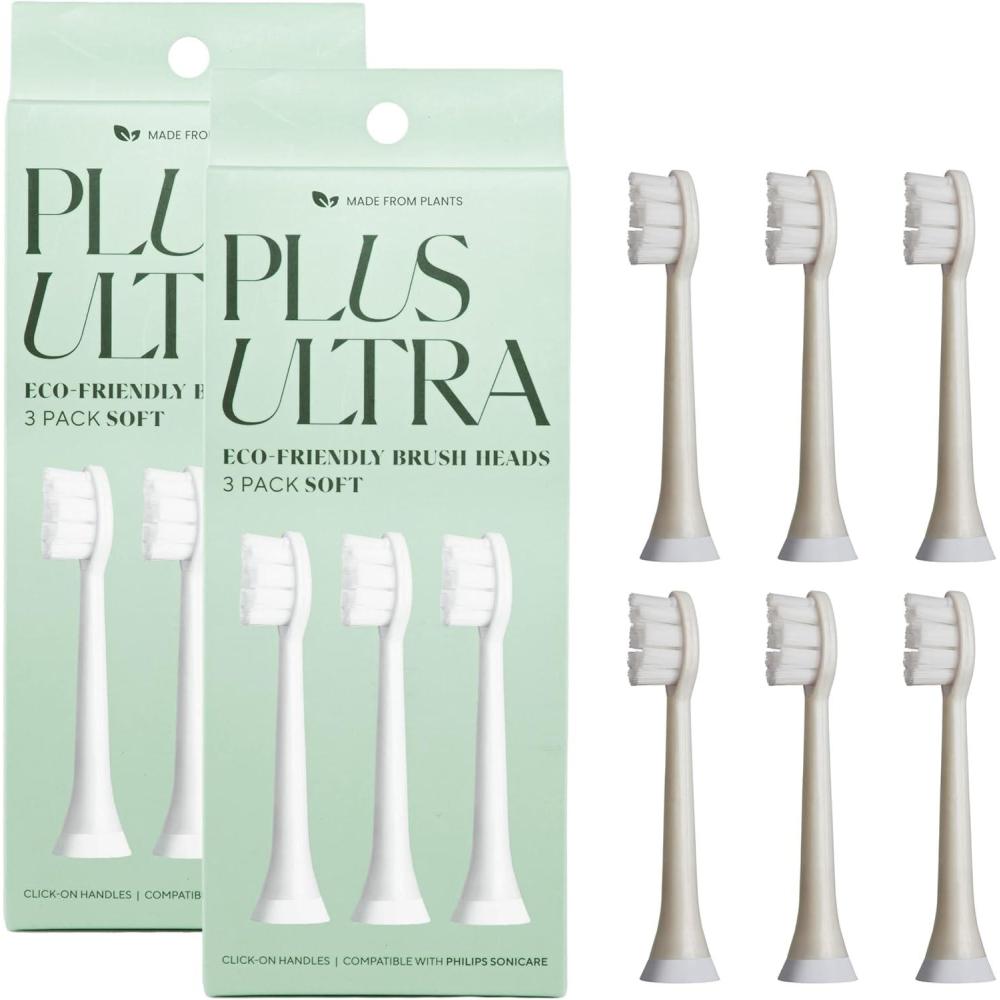 image:imagePLUS ULTRA Sonic Electric Toothbrush Replacement Heads 6 Pack  Compatible ClickOn Brush Heads  Soft Bristles for Sensitive Teeth  Made with Recycled Plastic  EcoFriendly1