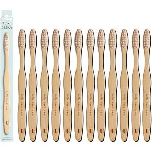 Biodegradable and Eco-Friendly Bamboo Toothbrush 12-Pack – BPA Free Soft Bristle – Dentist-Approved and All-Natural with “Hello Handsome” Etched on Handles by Plus Ultra(Hello Handsome)