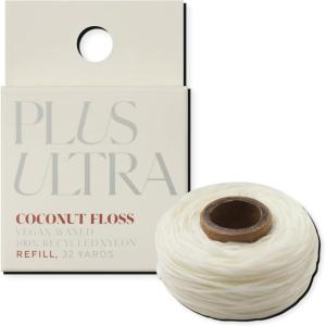 PLUS ULTRA Coconut Nylon Dental Floss Refill | Made with Recycled Nylon and Vegan Wax | 32 Yards (Pack of 1)