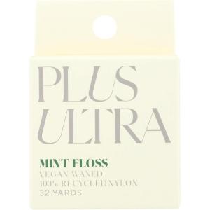 PLUS ULTRA Dental Floss with Reusable Bamboo Case – Mint Flavored Recycled Nylon Floss with Vegan Wax – Zero Plastic, Refillable – 32 Yards (Pack of 1)(Mint)