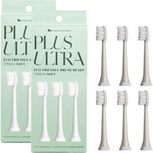 PLUS ULTRA Sonic Electric Toothbrush Replacement Heads 6 Pack – Compatible Click-On Brush Heads – Soft Bristles for Sensitive Teeth – Made with Recycled Plastic – Eco-Friendly(1)