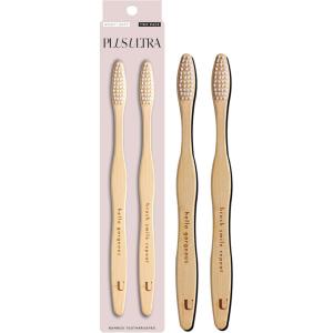 Plus Ultra Eco-Friendly Bamboo Toothbrush 4-Pack – Soft Bristles for Sensitive Gums – Sustainable, Biodegradable Moso Bamboo – All Natural and BPA Free with Positive Affirmations Etched on Handles(2 Count (Pack of 1))