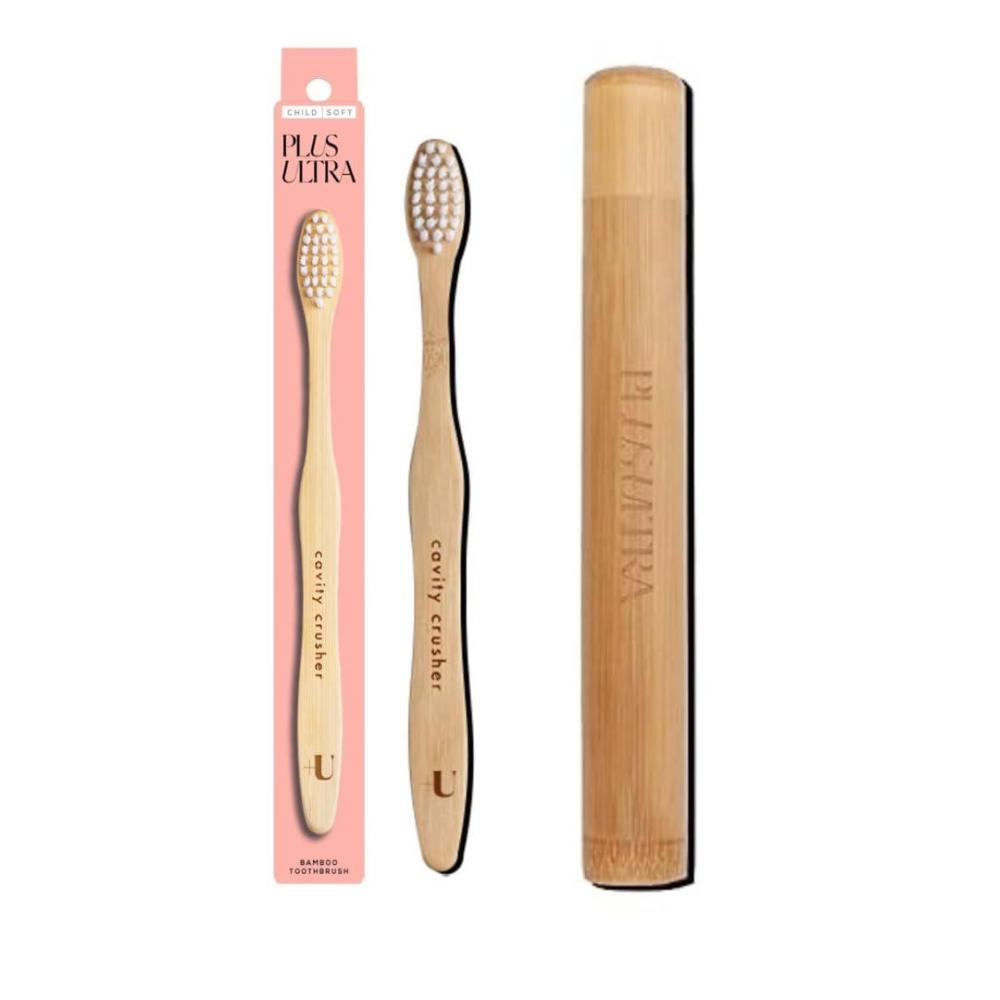 image:imagePlus Ultra Kids Bamboo Toothbrush amp Protective Case Bundle Cavity Crusher